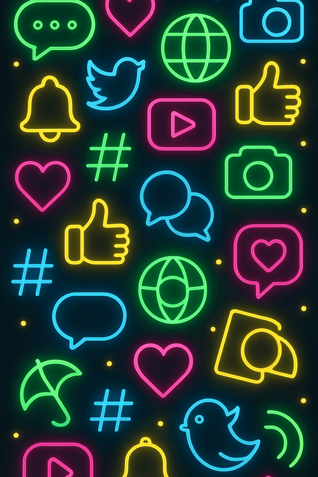 Neon social media collage symbolizing focused and interconnected client partnerships